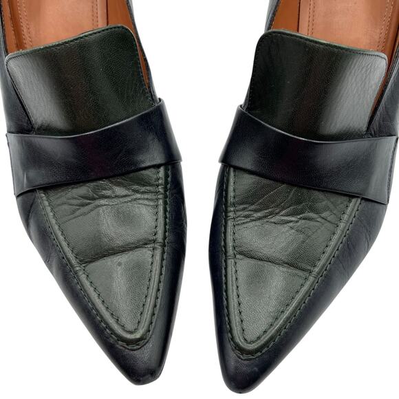 Celine Paris Womens 38.5 US 8 Leather Slip On Heels Green Blue Pointed Toe Italy - Picture 3 of 14